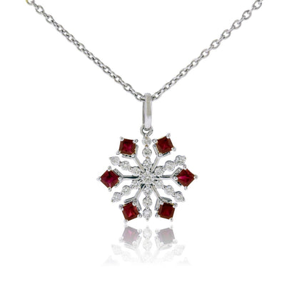 Ruby Snowflake Pendant w/Chain - Park City Jewelers