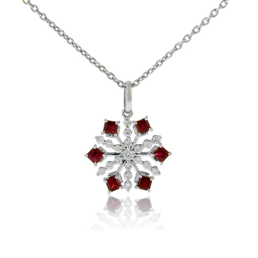 Ruby Snowflake Pendant w/Chain - Park City Jewelers