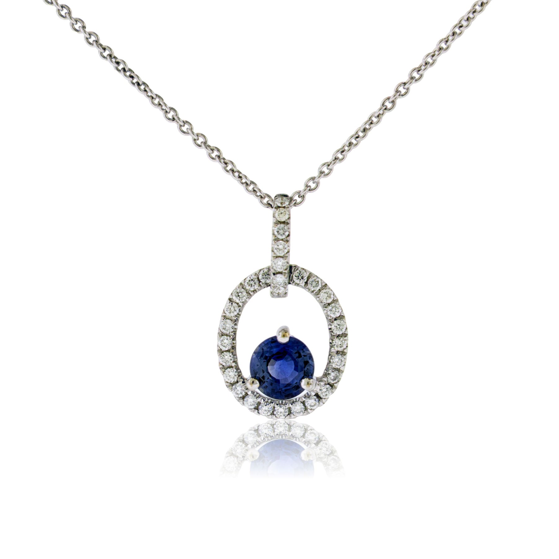 Sapphire and Diamond Accented Halo Pendant - Park City Jewelers