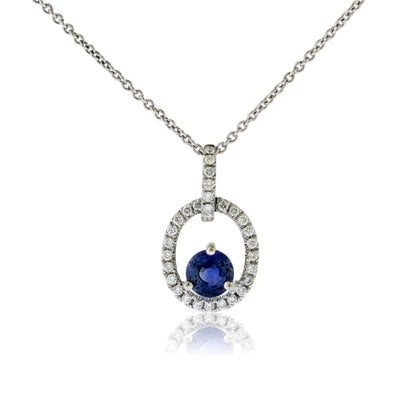 Sapphire and Diamond Accented Halo Pendant - Park City Jewelers