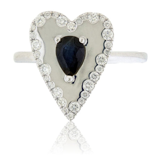 Sapphire and Diamond Heart Ring - Park City Jewelers