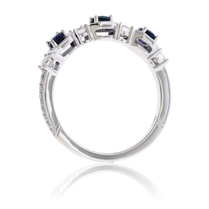 Sapphire & Diamond Bezel Stacking Band - Park City Jewelers