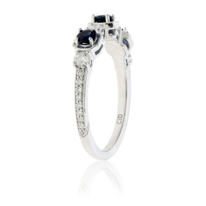 Sapphire & Diamond Bezel Stacking Band - Park City Jewelers