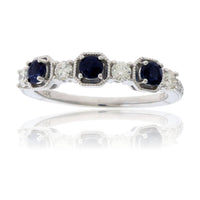 Sapphire & Diamond Bezel Stacking Band - Park City Jewelers