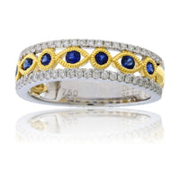 Sapphire & Diamond Lined Two Toned Band - Park City Jewelers