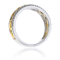 Sapphire & Diamond Lined Two Toned Band - Park City Jewelers