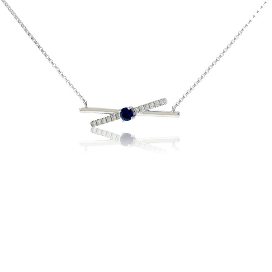 Sapphire & Diamond Necklace w/Chain - Park City Jewelers