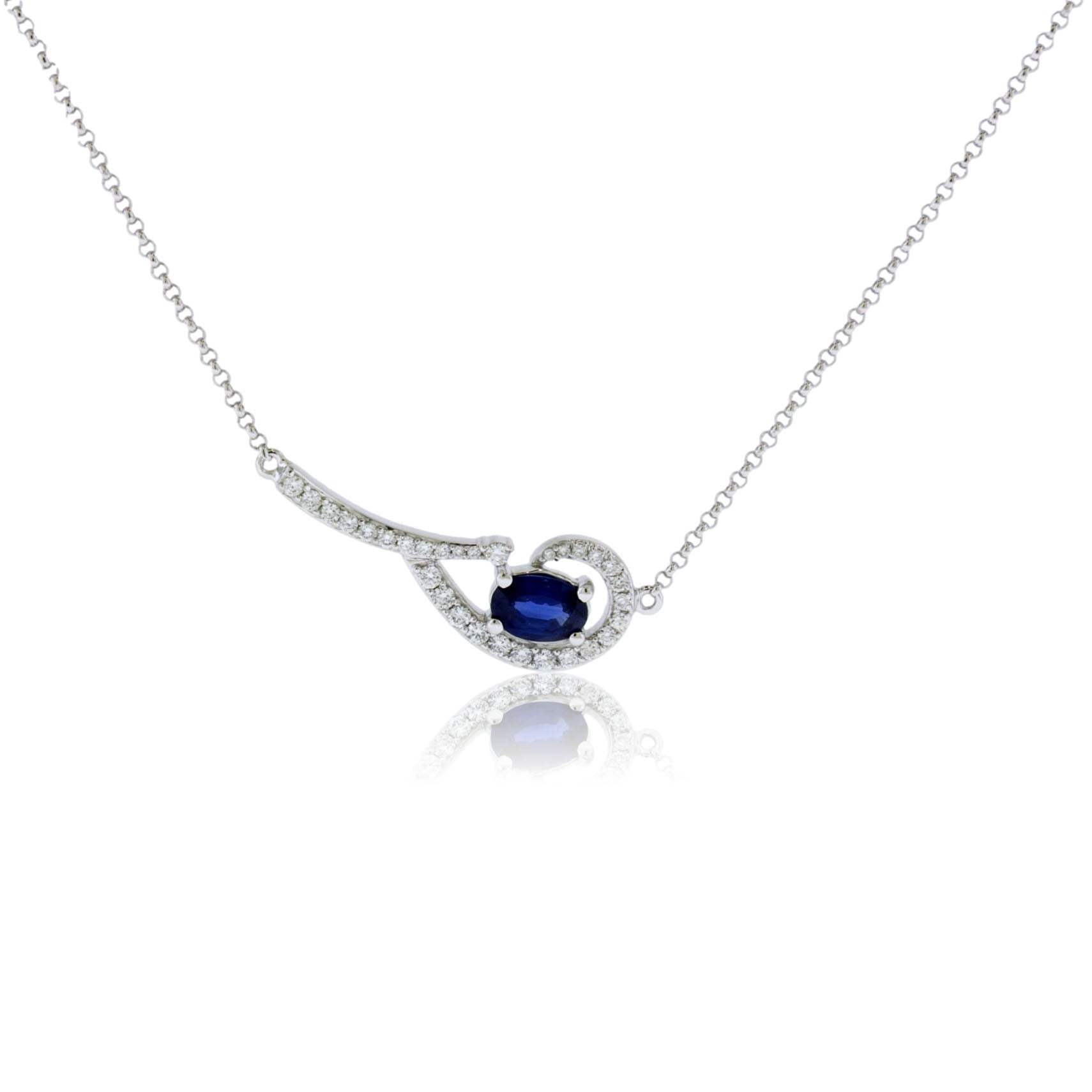 Sapphire & Diamond Pendant w/Chain - Park City Jewelers