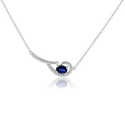 Sapphire & Diamond Pendant w/Chain - Park City Jewelers
