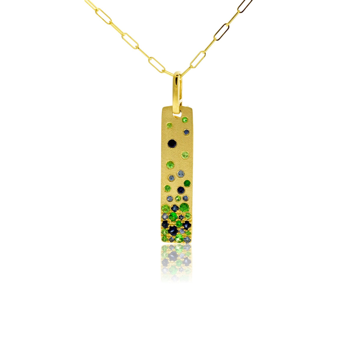 Sapphire & Tsavorite Vertical Bar Style Pendant - Park City Jewelers