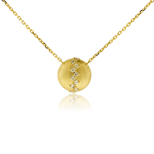 Satin Finish Flush Set Diamond Stitch Dome Pendant - Park City Jewelers