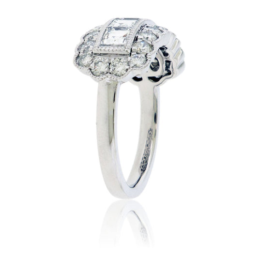 Scalloped Square Diamond and Round Diamond Ring - Park City Jewelers
