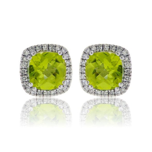 Semi Precious Gemstone with Diamond Halo Earrings - Park City Jewelers