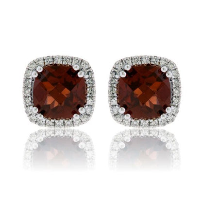 Semi Precious Gemstone with Diamond Halo Earrings - Park City Jewelers