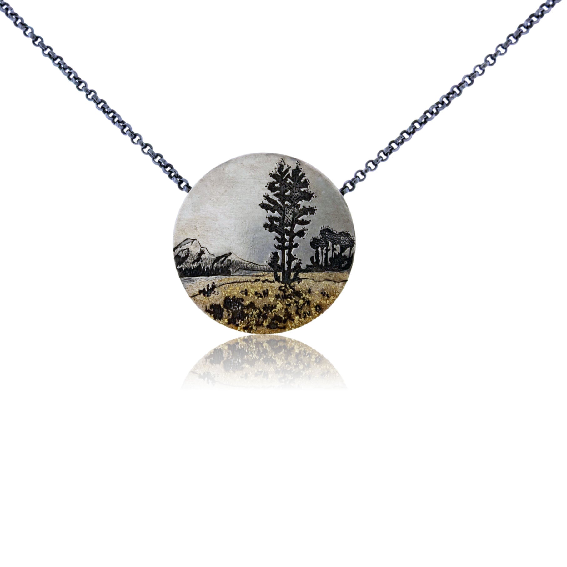 Silver, 14K Gold, & Nugget Gold Rocky Mountain Memory Scene - Park City Jewelers