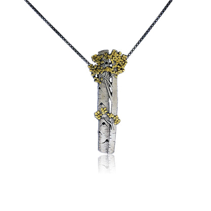 Silver, 18K Gold, & Nugget Gold Aspen Adorn Pendant - Park City Jewelers