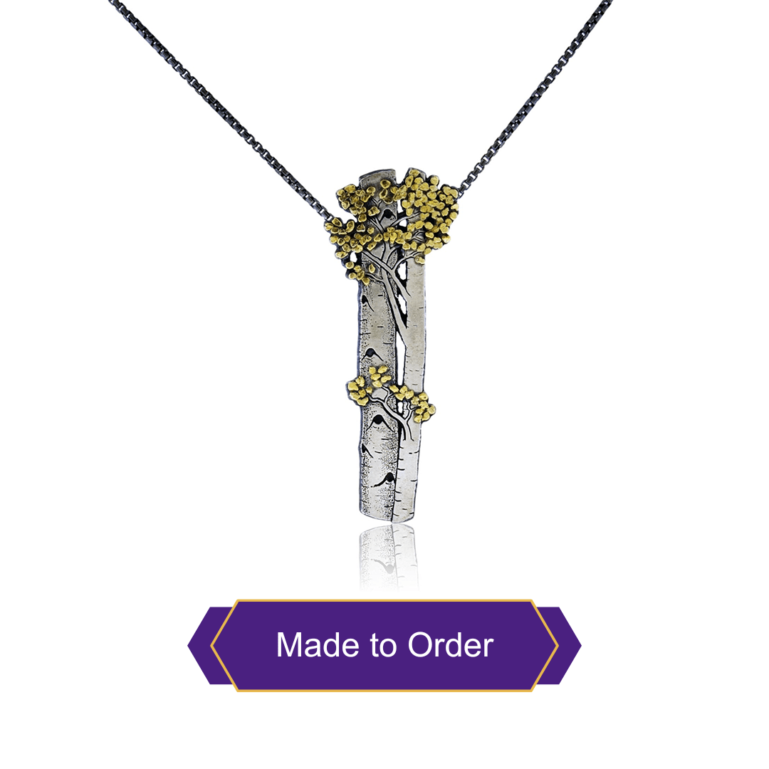 Silver, 18K Gold, & Nugget Gold Aspen Adorn Pendant - Park City Jewelers