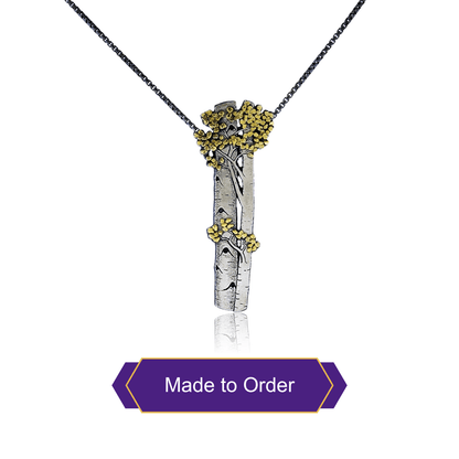 Silver, 18K Gold, & Nugget Gold Aspen Adorn Pendant - Park City Jewelers