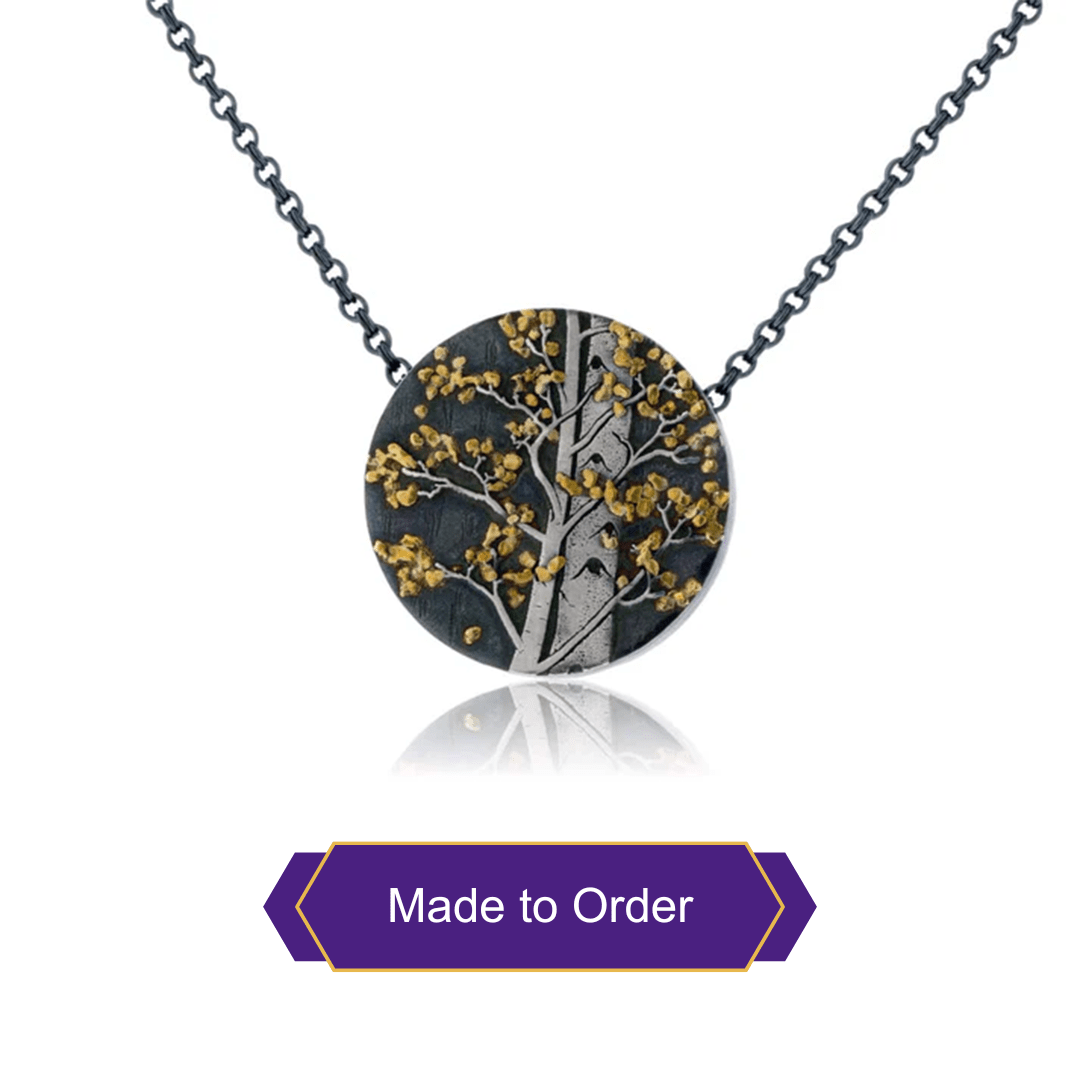 Silver, 18K Gold, & Nugget Gold Aspen Duet I Pendant - Park City Jewelers