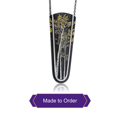 Silver, 18K Gold, & Nugget Gold Aspen Duet Pendant - Park City Jewelers