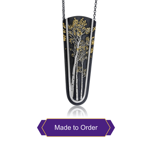 Silver, 18K Gold, & Nugget Gold Aspen Duet Pendant - Park City Jewelers