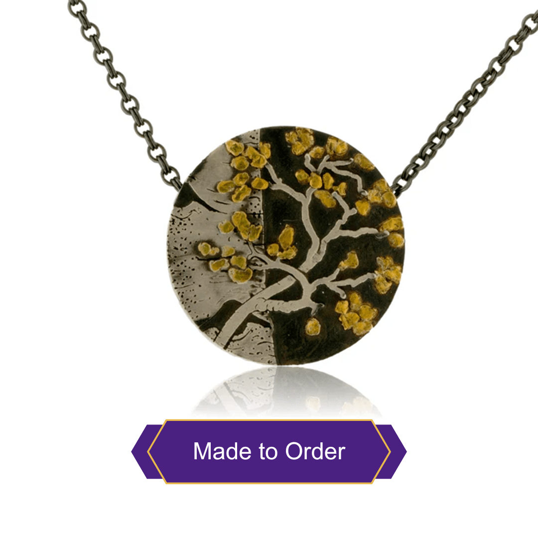 Silver, 18K Gold, & Nugget Gold Aspen Duet Pendant - Park City Jewelers