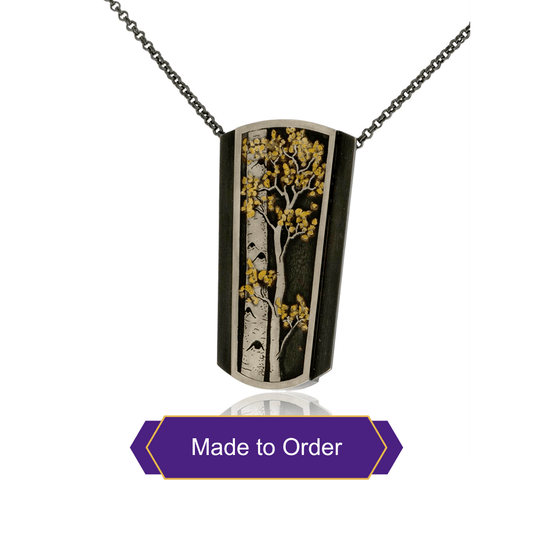 Silver, 18K Gold, & Nugget Gold Aspen Duet Pendant - Park City Jewelers