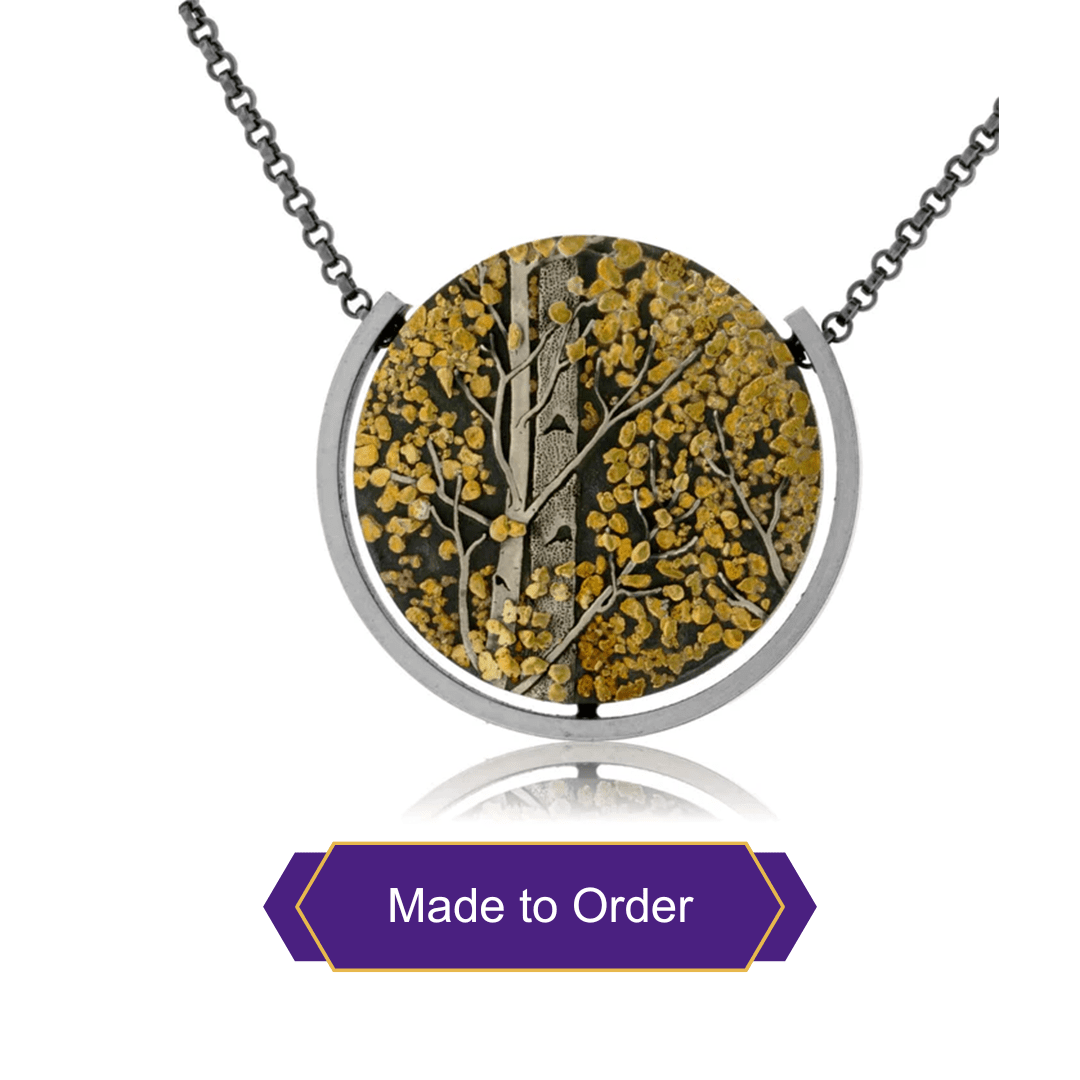 Silver, 18K Gold, & Nugget Gold Aspen Duet Pendant - Park City Jewelers