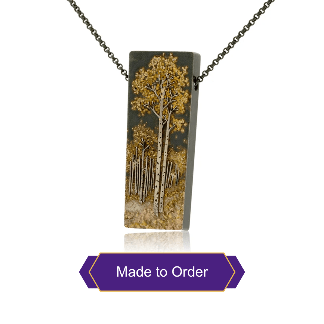Silver, 18K Gold, & Nugget Gold Aspen Grove Pendant - Park City Jewelers