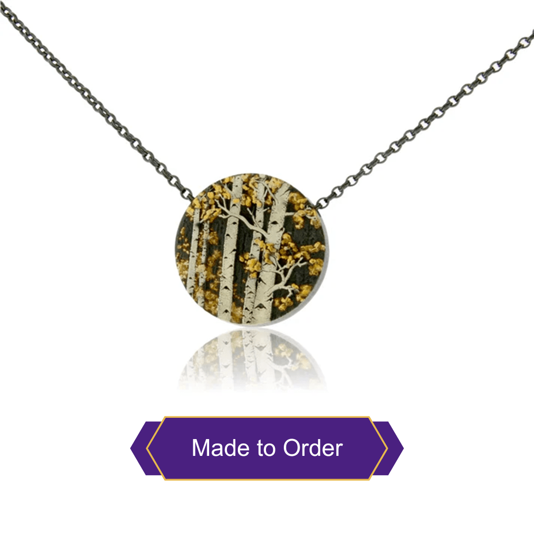 Silver, 18K Gold, & Nugget Gold Aspen Pendant - Park City Jewelers