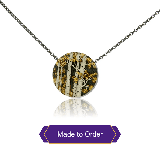 Silver, 18K Gold, & Nugget Gold Aspen Pendant - Park City Jewelers