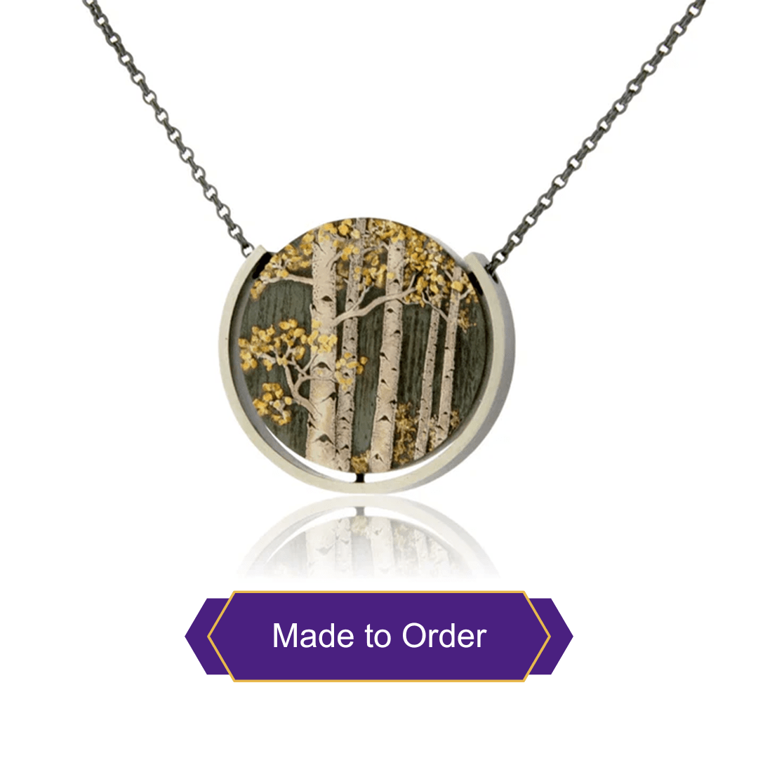 Silver, 18K Gold, & Nugget Gold Aspen Pendant - Park City Jewelers