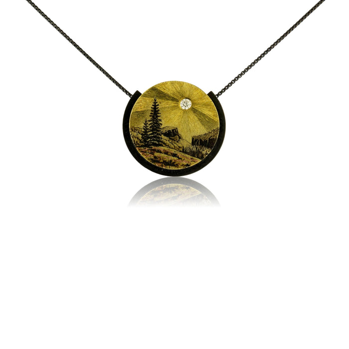 Silver, 18K Gold, & Nugget Gold Rocky Mountain Meadow Scene - Park City Jewelers