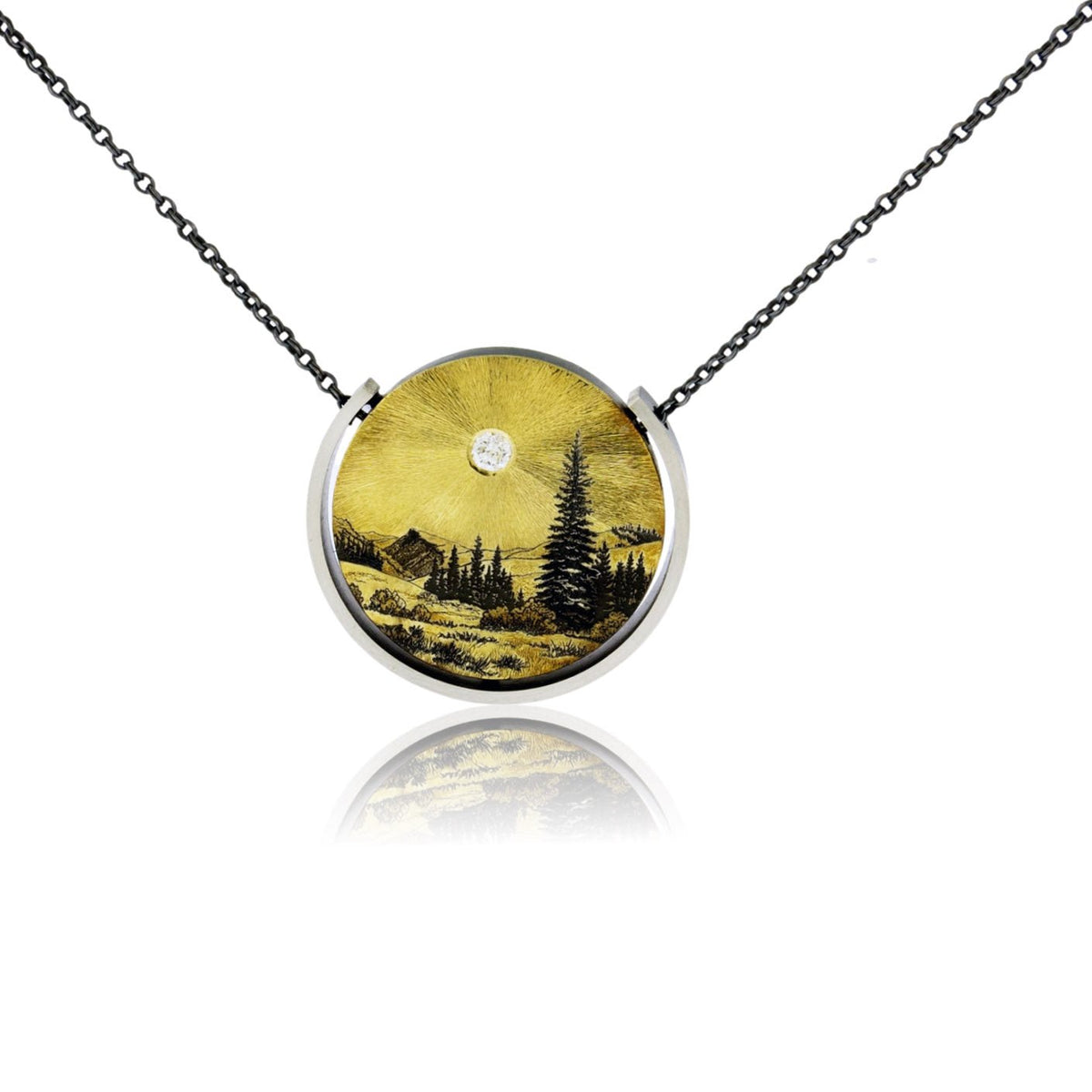 Silver, 18K Gold, & Nugget Gold Rocky Mountain Memory Scene - Park City Jewelers