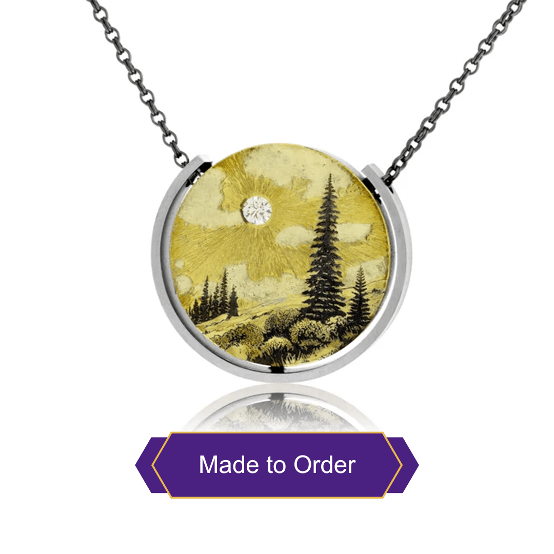 Silver, 18K Gold, & Nugget Gold Rocky Mountain Memory Scene - Park City Jewelers