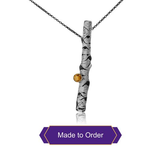 Silver Carved Aspen with Gold Leaf Adorn Pendant - Park City Jewelers