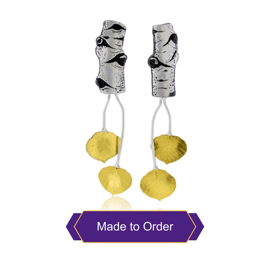 Silver & Gold Leaf Drop Stud Aspen Earrings - Park City Jewelers