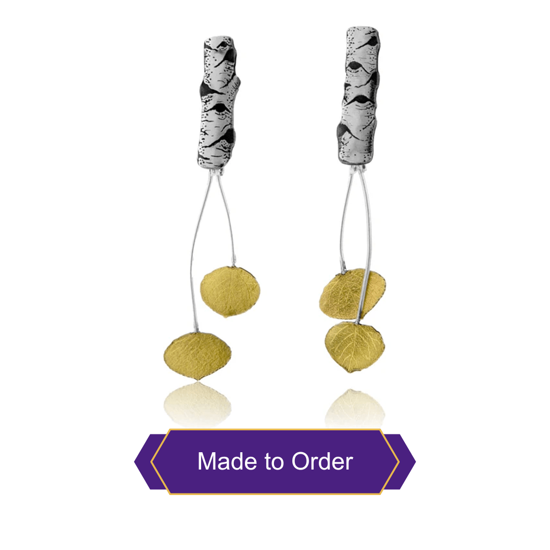 Silver & Gold Leaf Drop Stud Aspen Earrings - Park City Jewelers