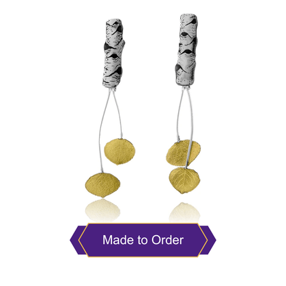 Silver & Gold Leaf Drop Stud Aspen Earrings - Park City Jewelers