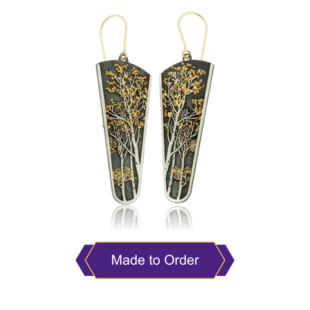 Silver & Gold Nugget Aspen Tree Earrings - Park City Jewelers