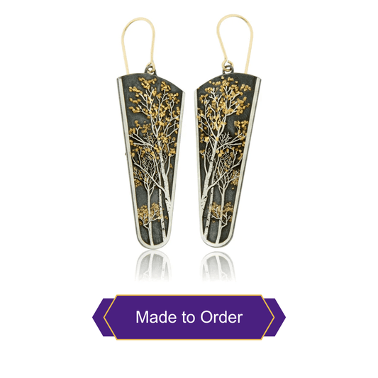 Silver & Gold Nugget Aspen Tree Earrings - Park City Jewelers