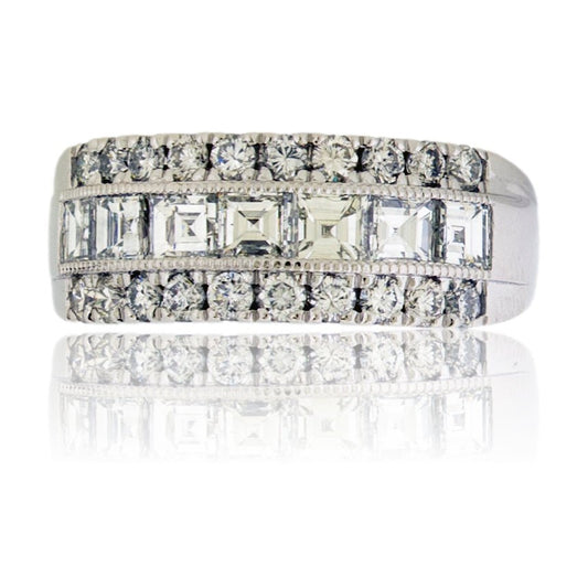 Square Diamond and Round Diamond Ring - Park City Jewelers