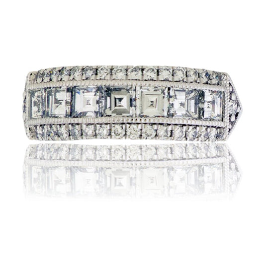 Square Diamond and Round Diamond Ring - Park City Jewelers