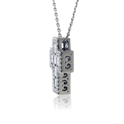 Square Diamond with Diamond Accent Cross Necklace - Park City Jewelers