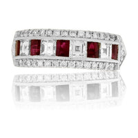 Step Cut Ruby and Diamond Lined Ring - Park City Jewelers
