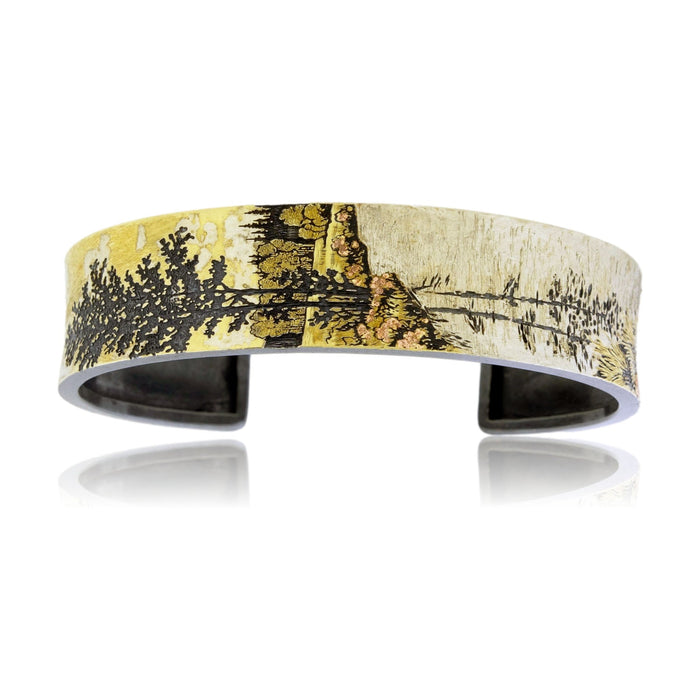 Sterling Silver & 18K Yellow Gold River Inspired Mountain Bracelet - Park City Jewelers