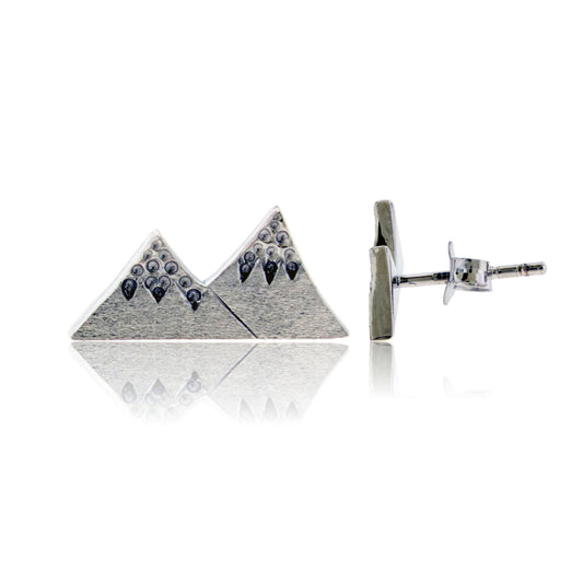 Sterling Silver 2 Peak Mountain Post Earrings - Park City Jewelers