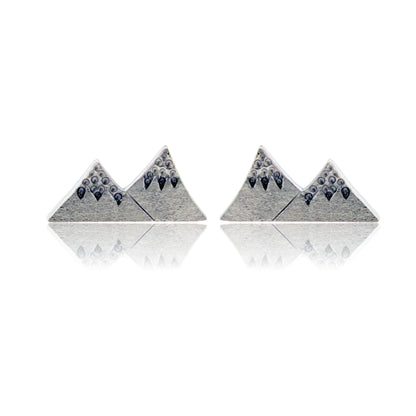 Sterling Silver 2 Peak Mountain Post Earrings - Park City Jewelers