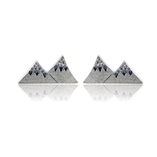 Sterling Silver 2 Peak Mountain Post Earrings - Park City Jewelers