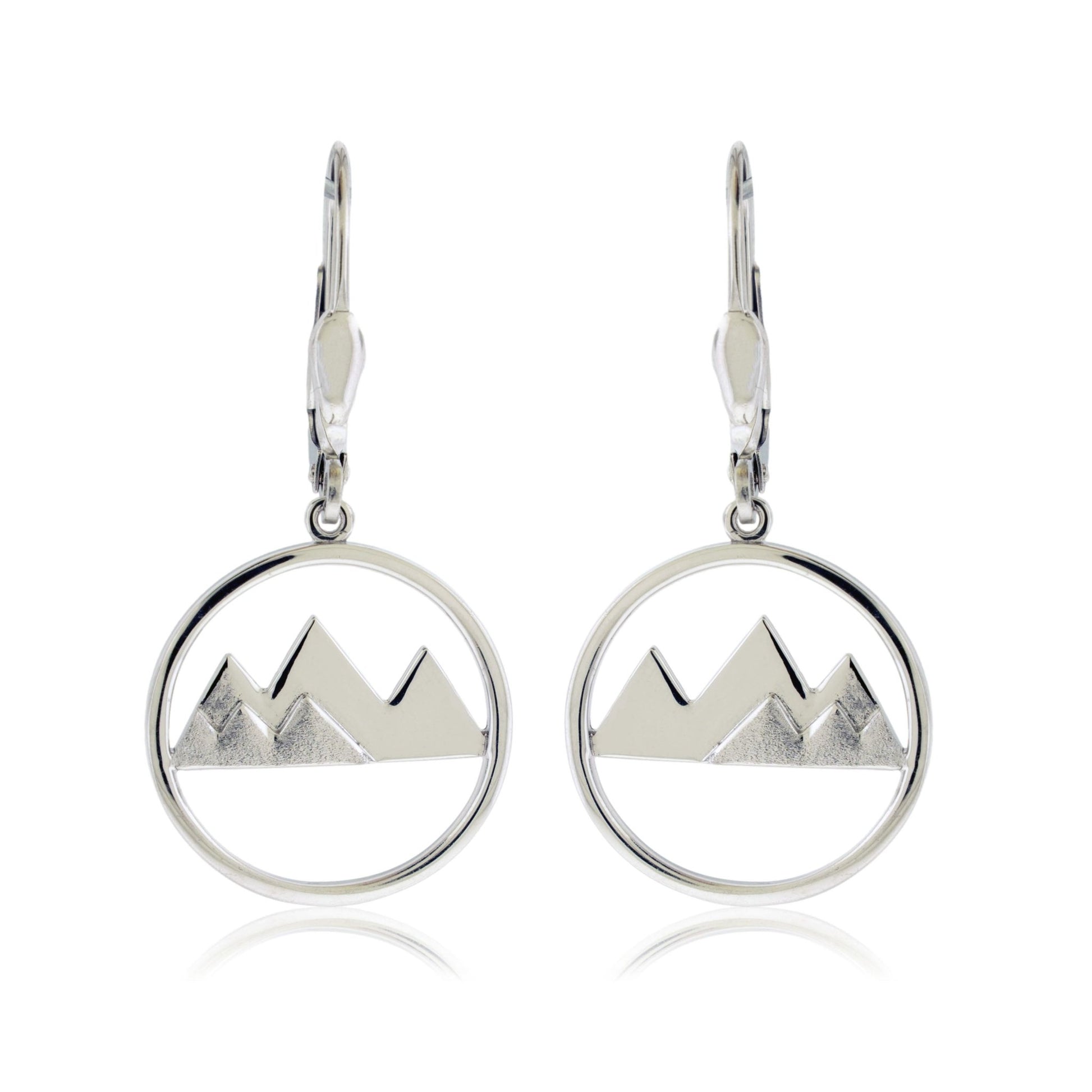 Sterling Silver 6 Peak Brushed Circle Mountain Dangle Earrings - Park City Jewelers